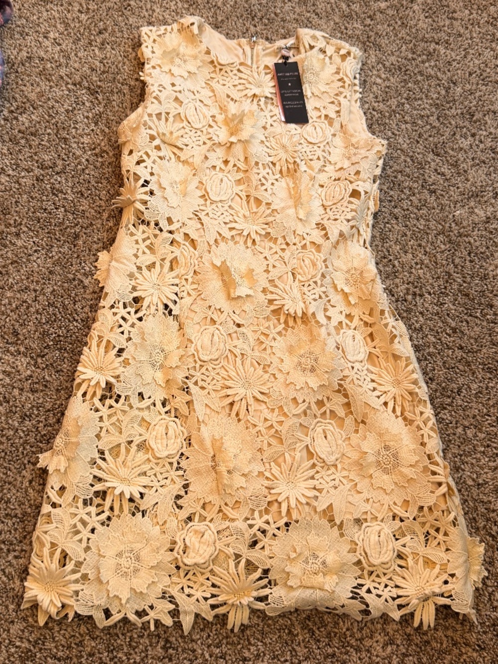Avec Les Filles Women's Sleeveless 3D Floral Embroidery Mini Dress - Picture 2 of 6
